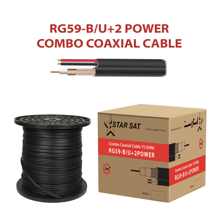 کابل دوربین مداربسته ترکیبی مس استارست RG59 + برق (C7A96+10A40)